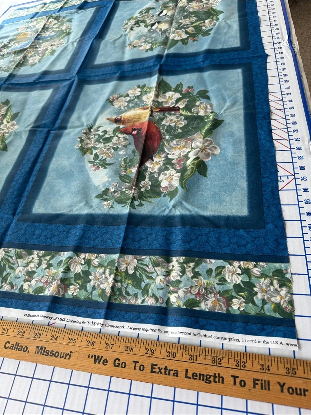 VIP Cranston Bird Panel Fabric Hoffman Cardinals Bluebirds Chickadees Goldfinche